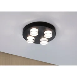 Kattovalaisin Paulmann Kame, Ø25cm, IP44, 3000K, 4x2000lm, 230V, 4x4.2W, signaalimusta