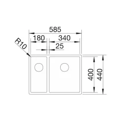 Keittiöallas Blanco Claron 340/180-IFN, 585x440mm, rst, oikea