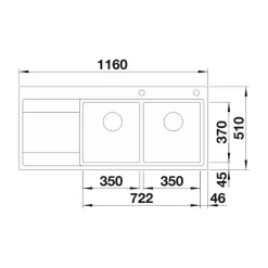 Keittiöallas Blanco Divon II 8 S-IF, 1160x510mm, rst, taso oikealla