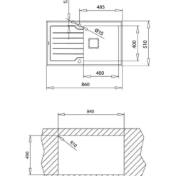 Keittiöallas Teka Diamond RS15 1B 1D, 860x510mm, musta/rst