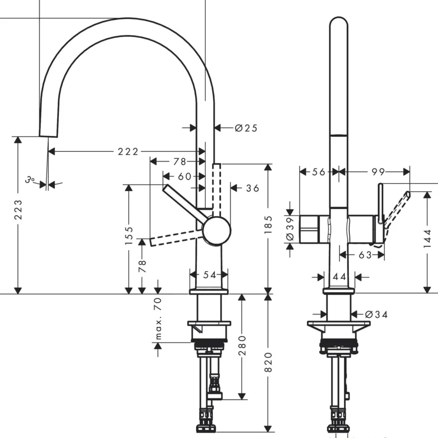 Keittiöhana Hansgrohe Talis M54 220 1jet, APK-liitäntä