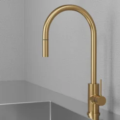 Keittiöhana Scandtap Steel Accent Sand D, pesukoneventtiilillä, messinki