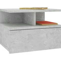 Kelluvat yöpöydät 2 kpl betoninharmaa 40x31x27 cm lastulevy