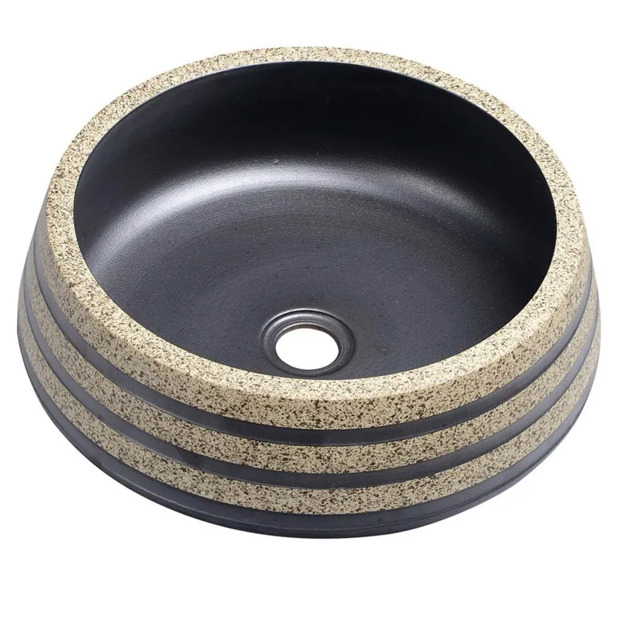 Keraaminen pesuallas Interia Priori PI021, pöytätasolle, koristemaalattu, ruskea/kivi-imitaatio, 420 X 420 X 150 mm
