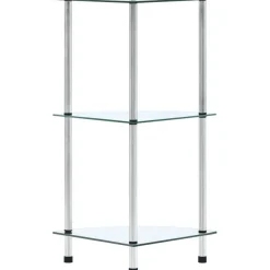 3-kerroksinen hylly läpinäkyvä 30x30x67 cm karkaistu lasi
