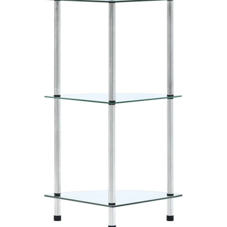 3-kerroksinen hylly läpinäkyvä 30x30x67 cm karkaistu lasi