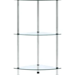 3-kerroksinen hylly läpinäkyvä 30x30x67 cm karkaistu lasi