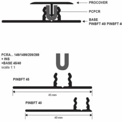 Kiinnitysinsertti t-listalle Progress Profiles Procover, 2,7m, kumi