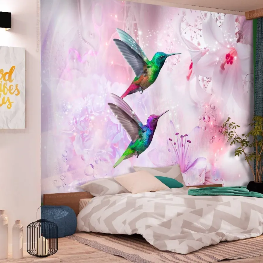 Kuvatapetti Artgeist Colourful Hummingbirds Purple, eri kokoja