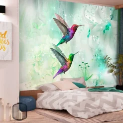 Kuvatapetti Artgeist Colourful Hummingbirds, vihreä, eri kokoja