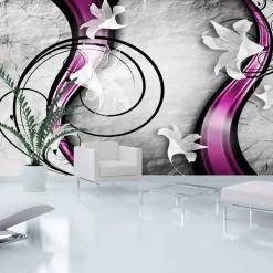 Kuvatapetti Artgeist Flowery Ribbon, 500x280cm, violetti