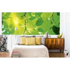 Kuvatapetti Dimex Green Leaves, 375x150cm, vihreä, kasvikuosi