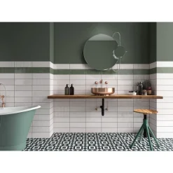Kuviolaatta Pukkila Soho Green, kiiltävä, struktuuri, 297x97mm