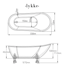 Kylpyamme Lykke Nordic Deluxe, akryyli, valkoinen, eri kokoja