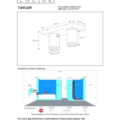 Kylpyhuoneen kattospottivalaisin Lucide Taylor, himmennettävä, 2xGU10 5W 2200K/3000K, IP44, eri värejä