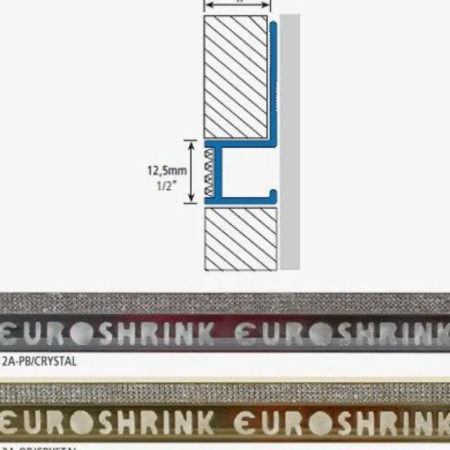 Laattalista/ulkokulma Euroshrink kantikas alumiini crystal 212a, 12mm x 2.5m, eri värejä