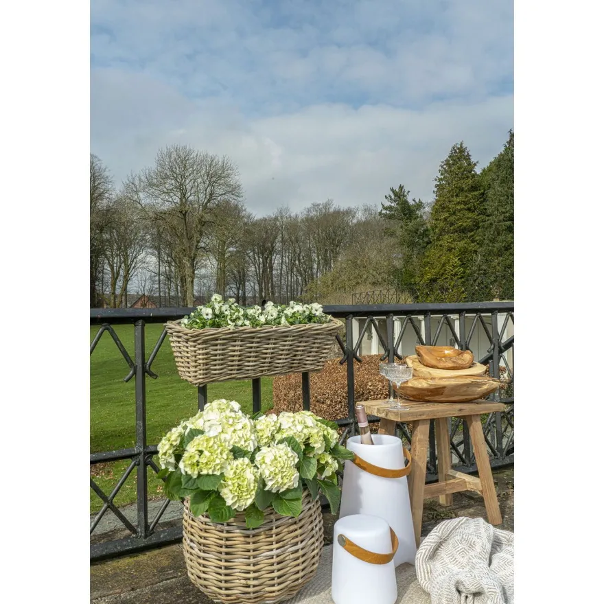 Ladattava lattiavalaisin/viinicooler House Nordic Bristol, ø25cm, sisä- ja ulkokäyttöön, valkoinen/ruskea
