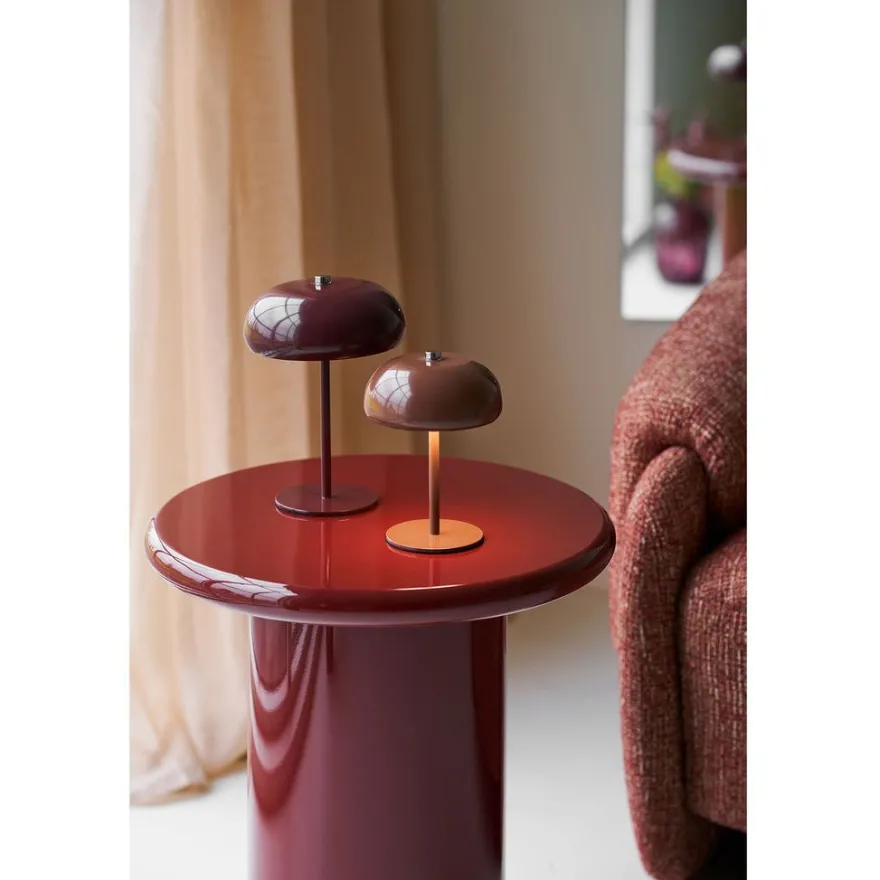 Ladattava pöytävalaisin House Nordic Margate, ø16cm, IP20, 3.7V, 1200mAh, viininpunainen