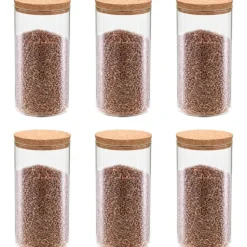 Lasiset säilytyspurkit korkkikannella 6 kpl 1400 ml