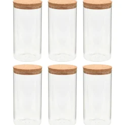 Lasiset säilytyspurkit korkkikannella 6 kpl 1400 ml