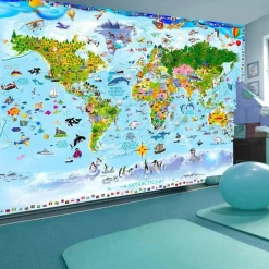 Lastenhuoneen tapetti Artgeist World Map for Kids, eri kokoja