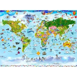 Lastenhuoneen tapetti Artgeist World Map for Kids, eri kokoja