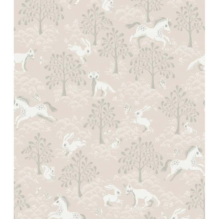 Lastenhuoneen tapetti Littlephant Fairytale fox vaaleanpunainen, metsä, non-woven.