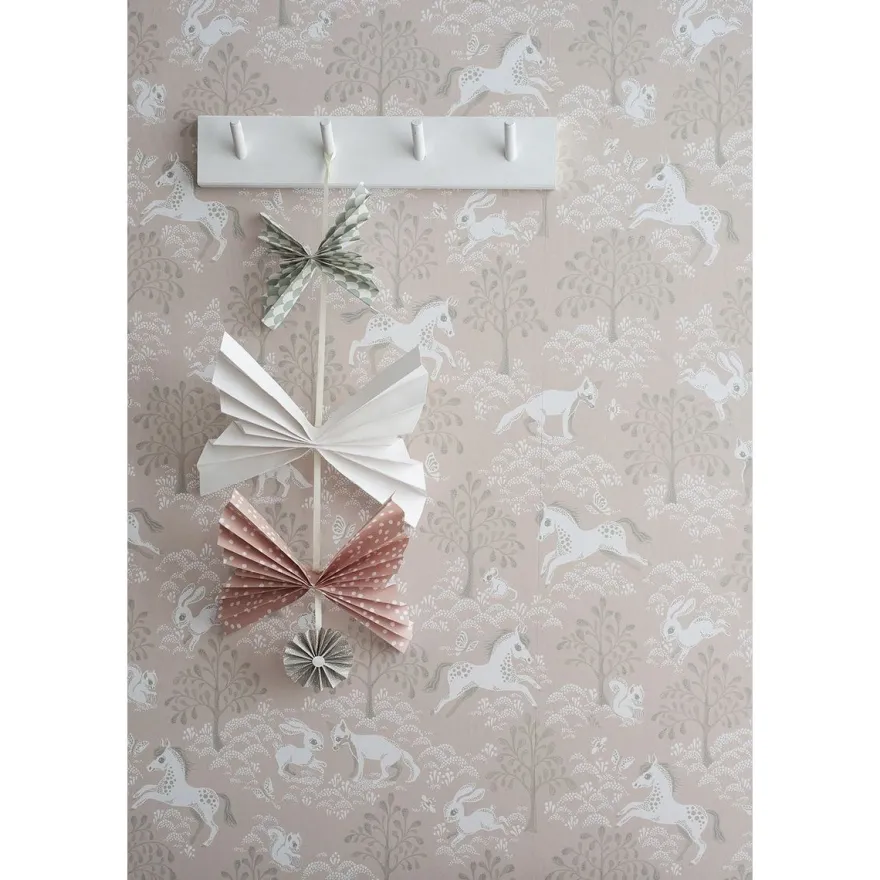 Lastenhuoneen tapetti Littlephant Fairytale fox vaaleanpunainen, metsä, non-woven.