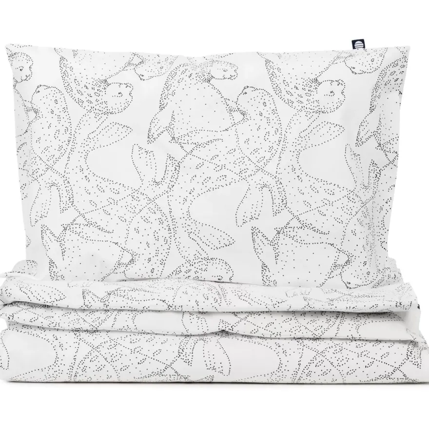 Lasten pussilakanasetti Familon Norppa Organic, mustavalkoinen, 120x160cm + 40x60cm