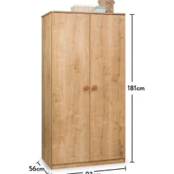 Lasten vaatekaappi Linento Furniture Mocha, 93cm, puukuvioitu