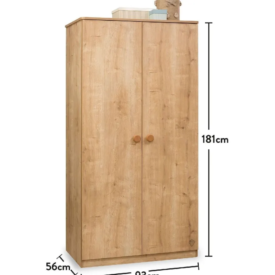 Lasten vaatekaappi Linento Furniture Mocha, 93cm, puukuvioitu