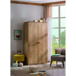 Lasten vaatekaappi Linento Furniture Mocha, 93cm, puukuvioitu