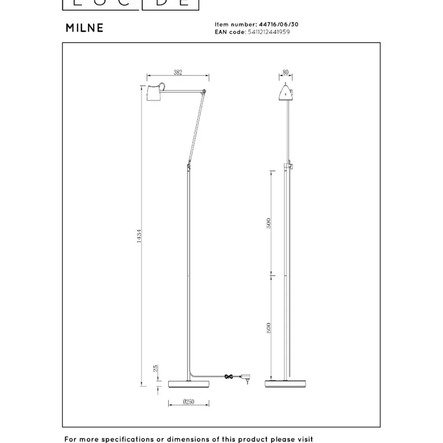 Lattiavalaisin Lucide Milne, 38x25cm, IP20, 8W, musta