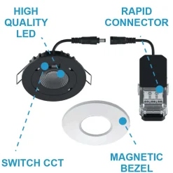 LED-alasvalo FocusLight Halo, 3 CCT, IP65/IP20