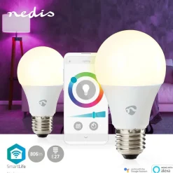 LED-lamppu Nedis SmartLife RGB Wi-Fi WIFILRC20E27, 9W, E27, 2700-6500K, 2kpl