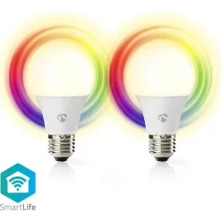 LED-lamppu Nedis SmartLife RGB Wi-Fi WIFILRC20E27, 9W, E27, 2700-6500K, 2kpl