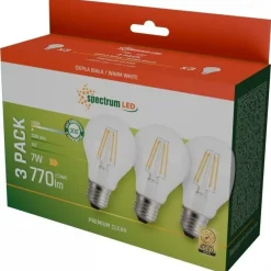 LED-lamppu Spectrum E27 7W 230V 2700K kirkas 3kpl/pkt