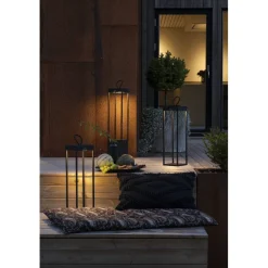 LED-lyhtyvalaisin Konstsmide Ravello, 50cm, ladattava, musta