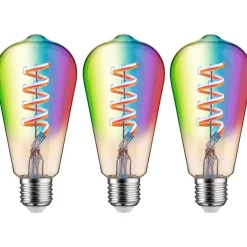 LED-älylamppu Paulmann Smart Home Zigbee 3.0, ST64, E27, 470lm, 6.3W, RGBW+, filamentti, himmennettävä, kulta, 3kpl