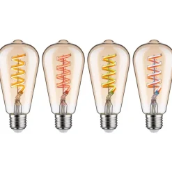 LED-älylamppu Paulmann Smart Home Zigbee 3.0, ST64, E27, 470lm, 6.3W, RGBW+, filamentti, himmennettävä, kulta, 3kpl