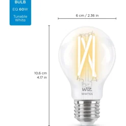 LED-älylamppu Wiz A60 Tunable White, Wi-Fi, 60W, E27, kirkas lasi