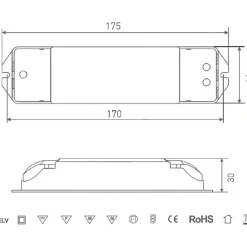 LED-muuntaja FTLIGHT 24V, 36W, IP20, himmennettävä TRIAC/push dimm