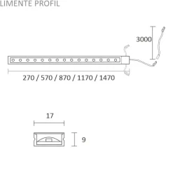 LED-profiili Limente 27, 24V 5W IP44, 17x270x9mm, alulook