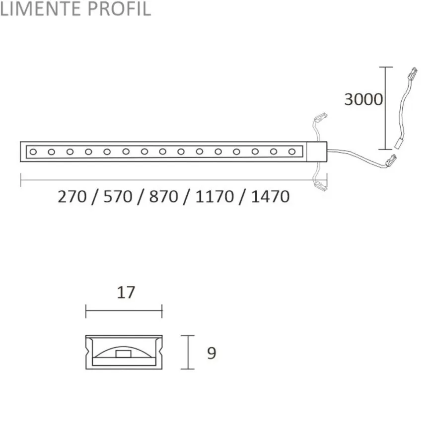 LED-profiili Limente 27, 24V 5W IP44, 17x270x9mm, alulook