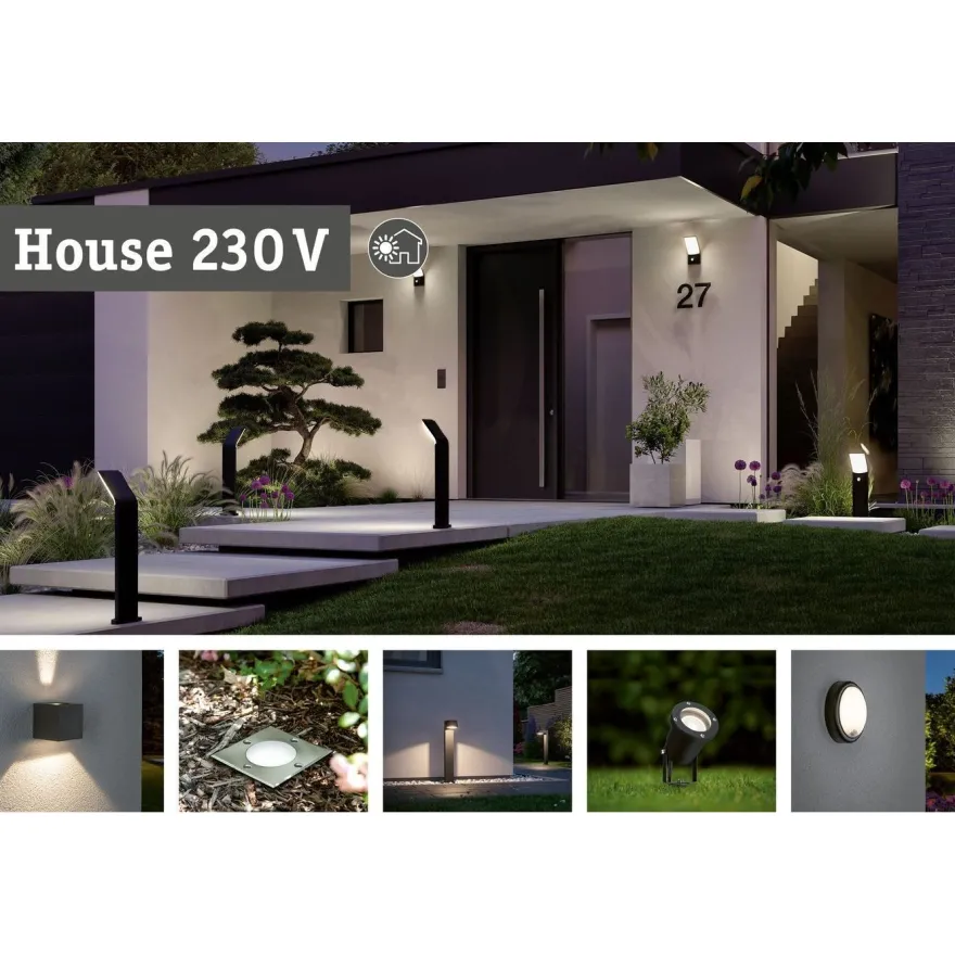 LED-puutarhaspotti Paulmann Kikolo, Smart Home Zigbee 3.0, IP65, 90mm, säädettävä värilämpötila, antrasiitti