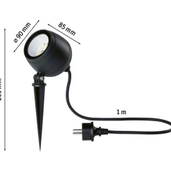 LED-puutarhaspotti Paulmann Kikolo, Smart Home Zigbee 3.0, IP65, 90mm, säädettävä värilämpötila, antrasiitti