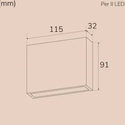 LED-seinävalaisin Llitt Per II, IP54, ylös/alas