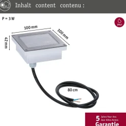 LED-terassivalaisin Paulmann Brick, Smart Home Zigbee 3.0, IP67, 10x10cm, säädettävä värilämpötila, rst