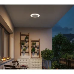 LED-ulkoseinävalaisin liike- ja hämärätunnistimella Paulmann Circula, IP44, 3000K, korroosionkestävä, valkoinen