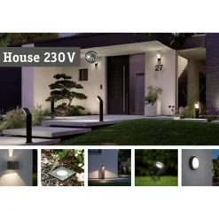LED-ulkoseinävalaisin Paulmann Skyla Smart Home Zigbee 3.0 226x164mm 2200K-3000K 10W 840lm hämäräohjattu liiketunnistin IR antrasiitti